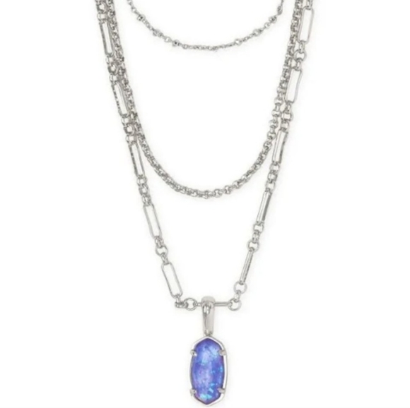 Kendra Scott Elisa Gold or Silver Triple Strand Necklace Lilac or Abalone - Picture 12 of 16